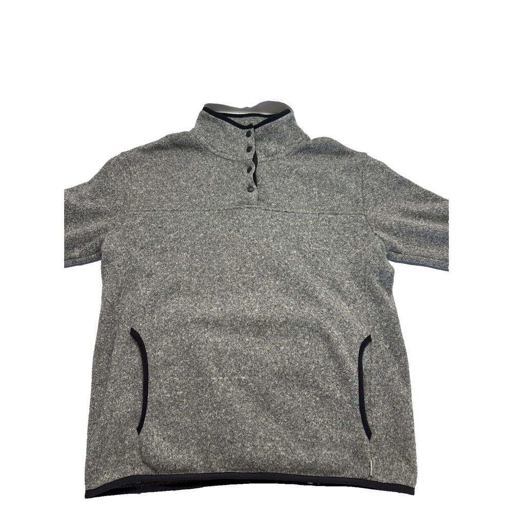 Eddie Bauer Fleece Pullover Snap Neck Sweater Gray Outdoorsy‎ Hiking Women's L